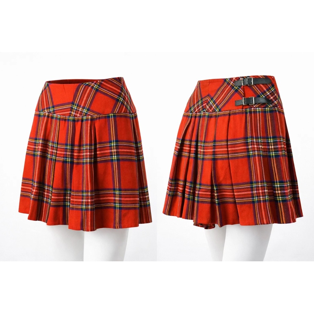 Dark Red Tartan Plaid Kilt Skirt JKA unisex 48 Punk Gothic Scottish Style Irish